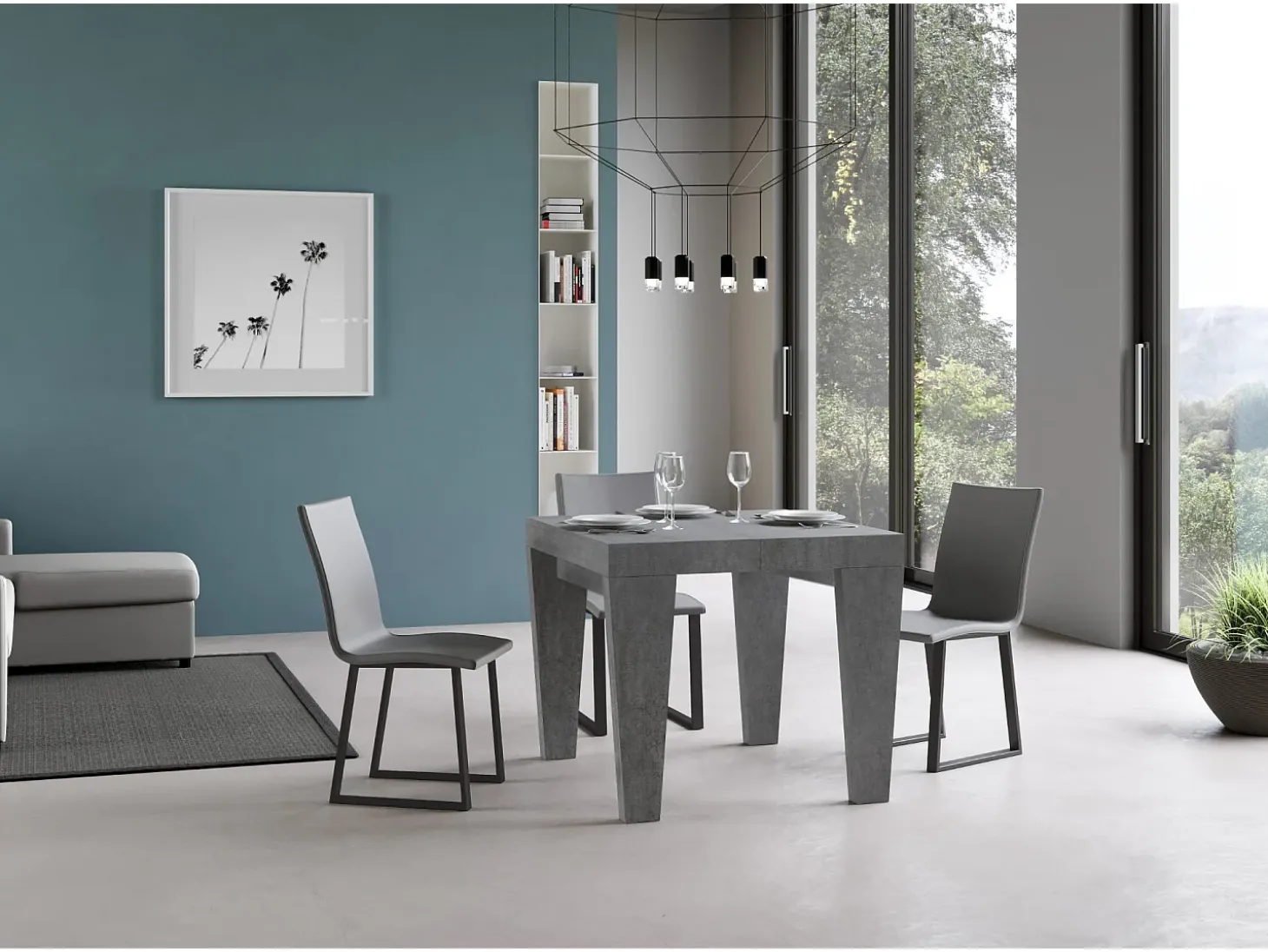 Mesa extensible 90/246x90 cm Spimbo cemento
