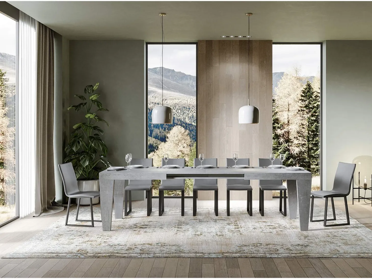Mesa extensible 200/460x90 cm Spimbo cemento