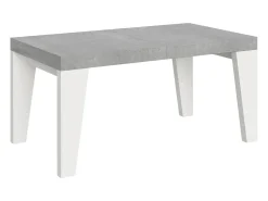 Mesa extensible 90x160/264 cm Tapa de cemento Naxy Mix - Patas de fresno blanco