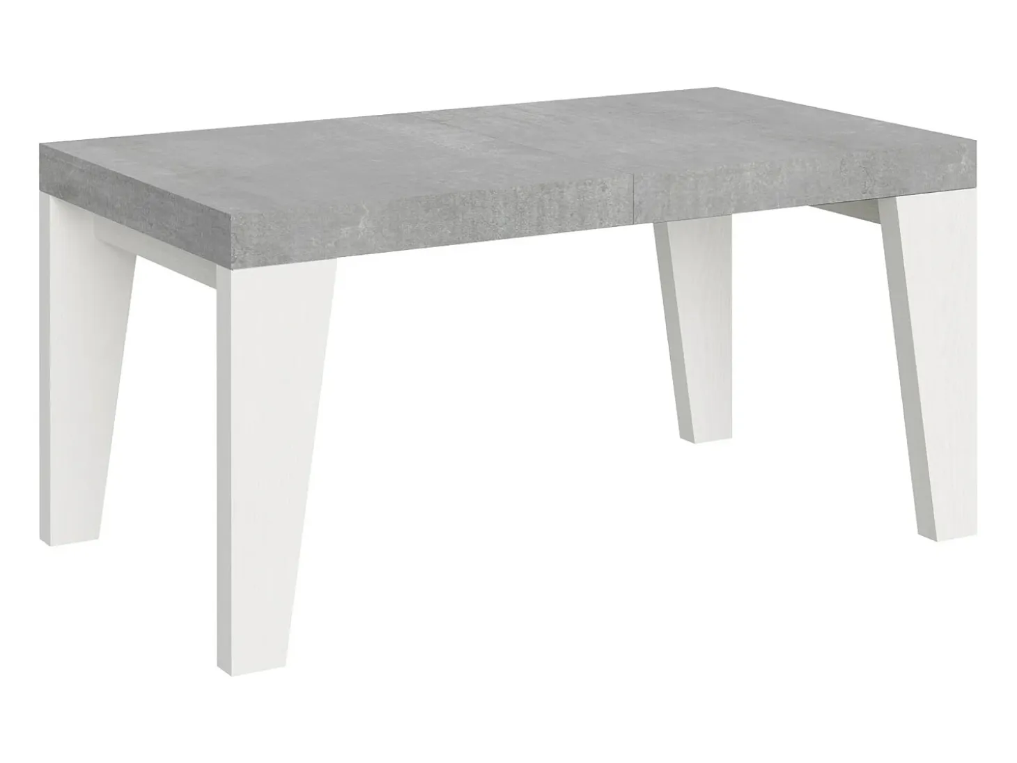 Mesa extensible 90x160/264 cm Tapa de cemento Naxy Mix - Patas de fresno blanco