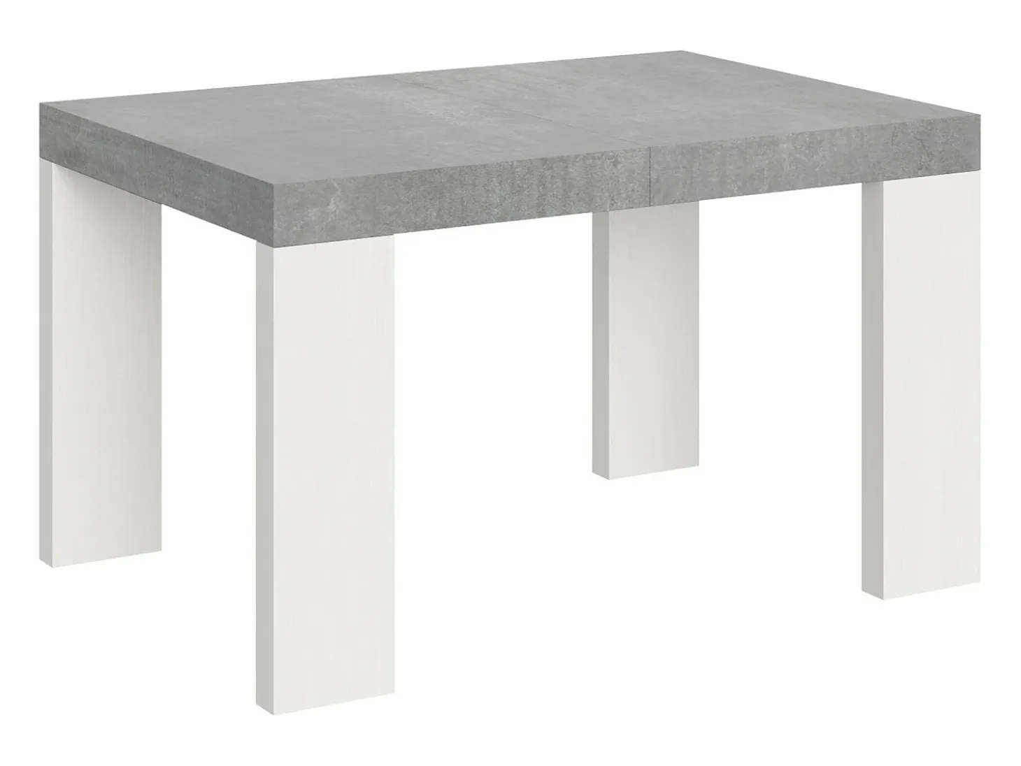 Mesa extensible 90x130/390 cm Tapa Roxell Mix Cement - Patas Fresno Blanco