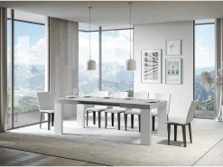 Mesa extensible 90x130/234 cm Tapa Roxell Mix Cement - Patas Fresno Blanco