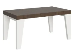 Mesa extensible 90x160/420 cm Tapa Naxy Mix Nogal - Patas Fresno Blanco
