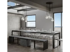 Mesa extensible 180/440x90 cm Tecno Evolution cemento estructura et patas antracita