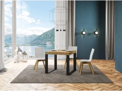 Mesa extensible 90/246x90 cm Tecno roble natural patas antracita