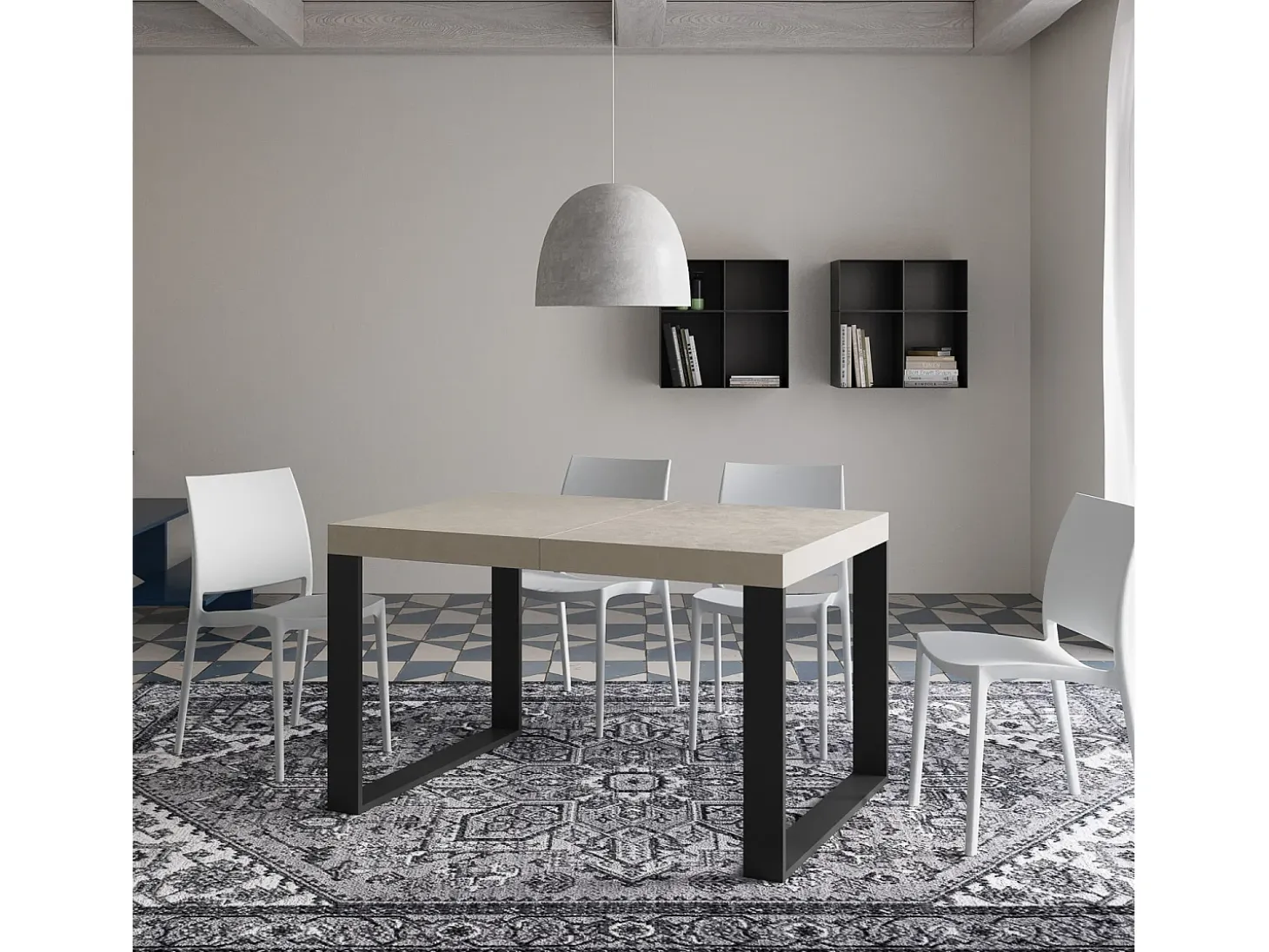 Mesa extensible 120/224x90 cm Tecno cachemira patas antracita