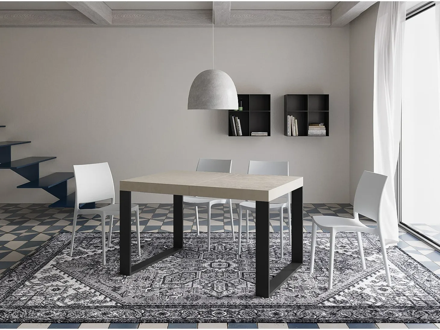 Mesa extensible 120/224x90 cm Tecno cachemira patas antracita