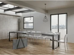 Mesa extensible 180/440x90 cm Tecno cemento patas antracita