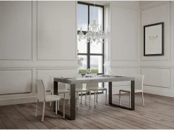 Mesa extensible 180/440x90 cm Tecno cemento patas antracita