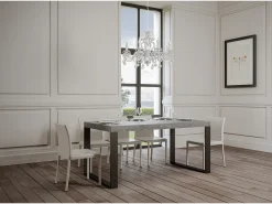 Mesa extensible 90x140/400 cm Tecno Premium Cemento estructura Antracita