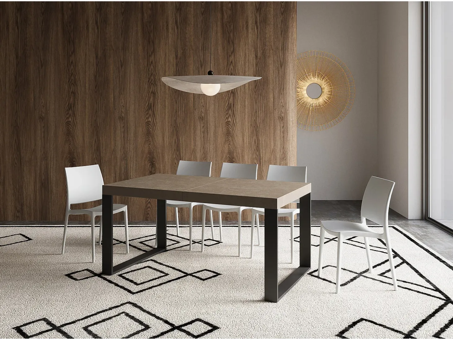 Mesa extensible 160/264x90 cm Tecno gris paloma patas antracita