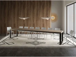 Mesa extensible 90x160/420 cm Tecno Premium gris paloma patas antracita