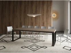Mesa extensible 90x160/420 cm Tecno Premium gris paloma patas antracita