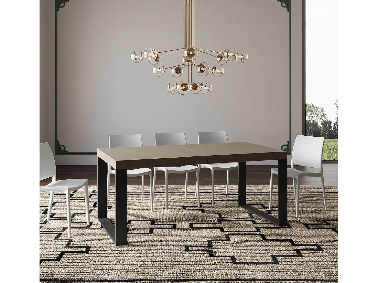 Mesa extensible 180/440x90 cm Tecno gris paloma patas antracita