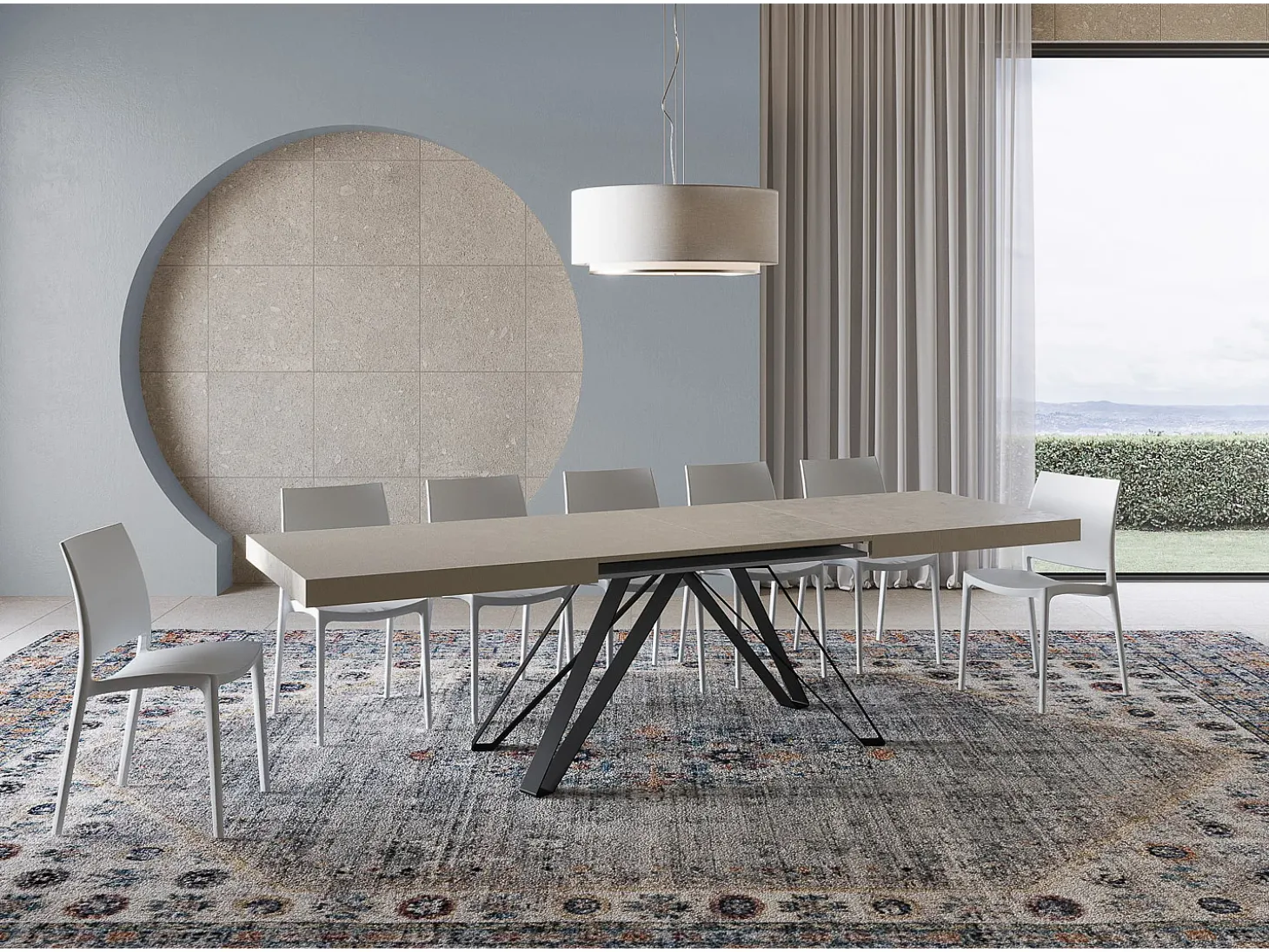 Mesa extensible 200/460x90 cm Terium cachemira patas antracita