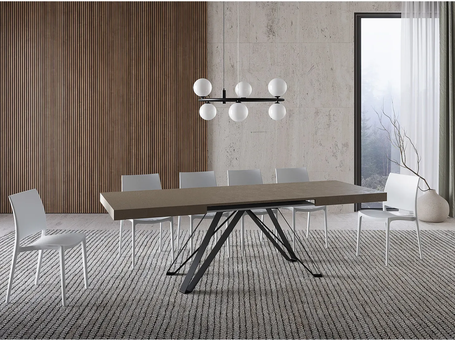 Mesa extensible 160/264x90 cm Terium gris paloma patas antracita