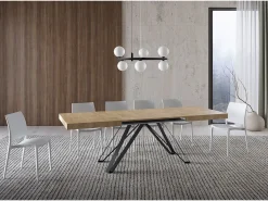 Mesa extensible 160/264x90 cm Terium efecto madera roble natural patas antracita