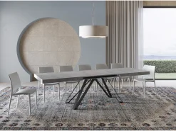 Mesa extensible 180/284x90 cm Terium efecto cemento patas antracita