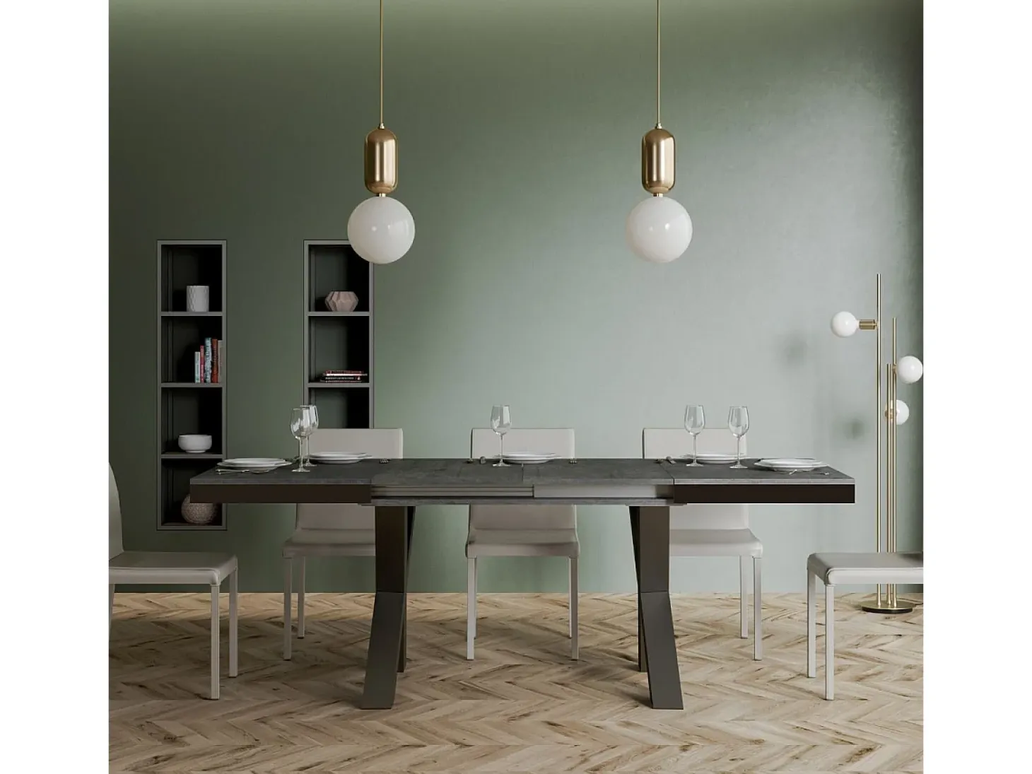 Mesa extensible 90x180/284 cm Traffic Evolution Cemento estructura Antracita