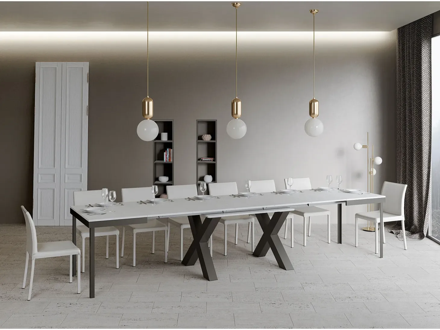Mesa extensible 90x160/420 cm Traffic Evolution Fresno Blanco estructura Antracita