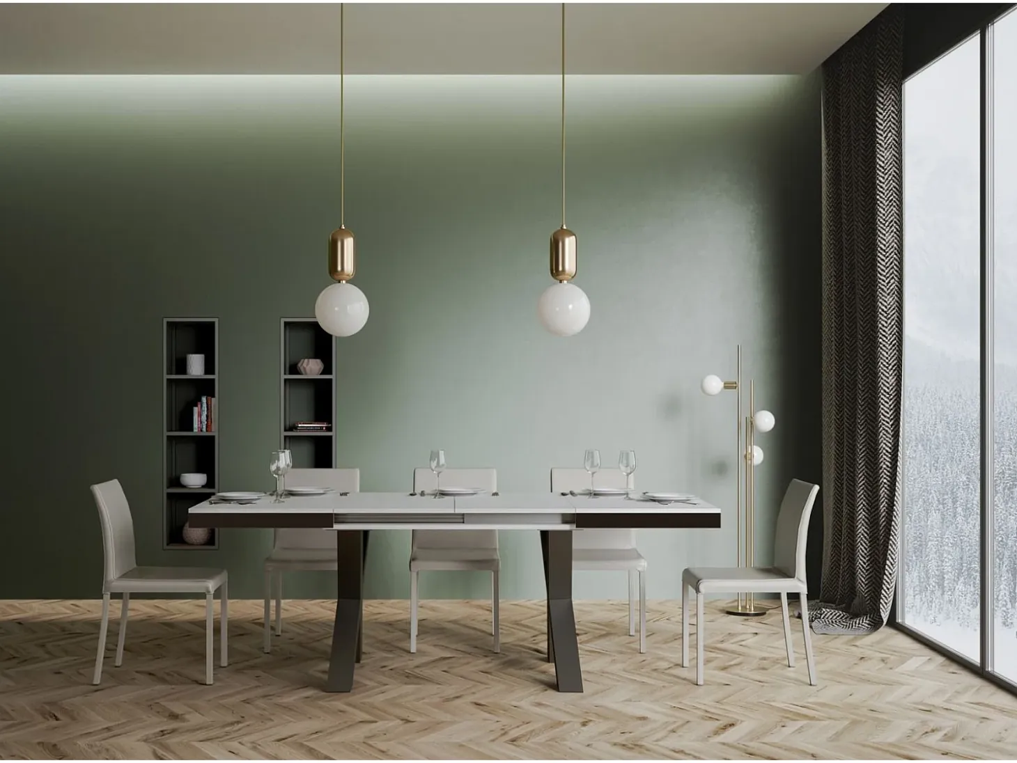 Mesa extensible 90x180/440 cm Traffic Evolution Fresno Blanco estructura Antracita
