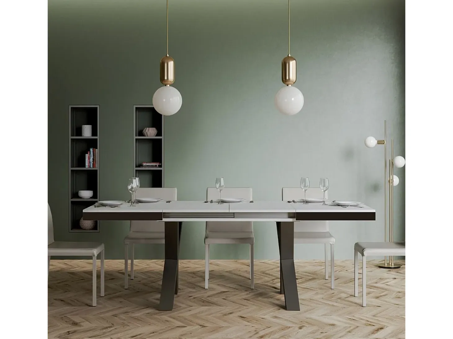 Mesa extensible 90x180/440 cm Traffic Evolution Fresno Blanco estructura Antracita