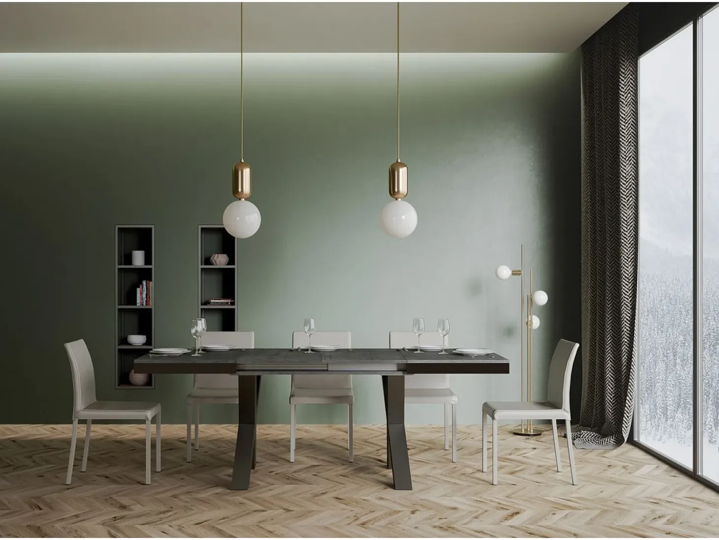 Mesa extensible 90x160/264 cm Traffic Evolution Cemento estructura Antracita