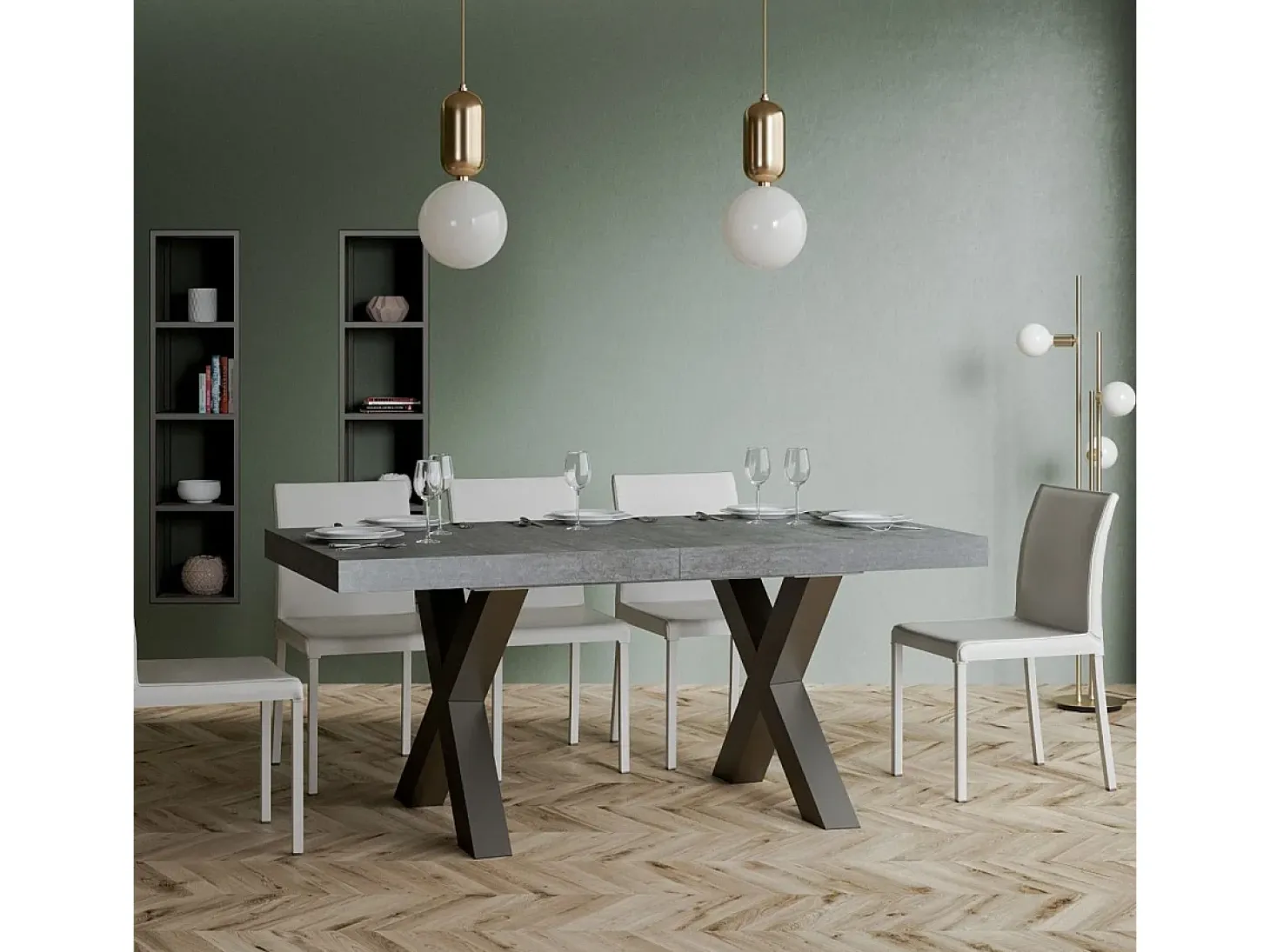 Mesa extensible 90x200/460 cm Traffic Cemento estructura Antracita