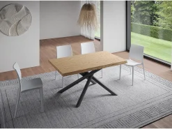 Mesa extensible 90x140/240 cm Vindral roble descortezado patas antracita
