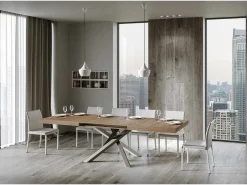 Mesa extensible 180/284x90 cm Volantis roble natural patas multicolor 4/C