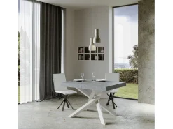 Mesa extensible 140/400x90 cm Volantis cemento patas blancas