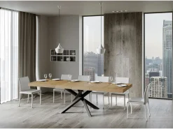 Mesa extensible 90x180/440 cm Volantis Premium Roble Natural estructura Antracita