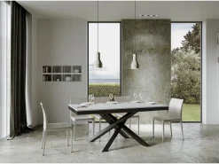 Mesa extensible 160/264x90 cm Volantis Evolution fresno blanco estructura et patas antracita