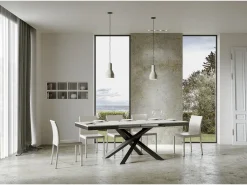 Mesa extensible 160/264x90 cm Volantis Evolution fresno blanco estructura et patas antracita