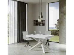 Mesa extensible 90x140/244 cm Volantis Premium Fresno Blanco estructura blanco