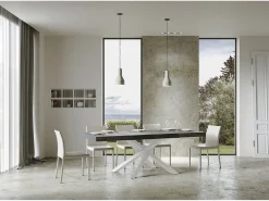 Mesa extensible 90x140/400 cm Volantis Premium Cemento estructura blanco