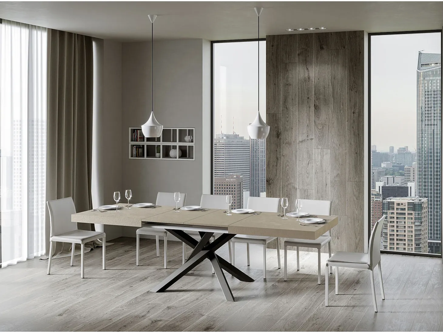 Mesa extensible 200/460x90 cm Volantis cachemira patas antracita