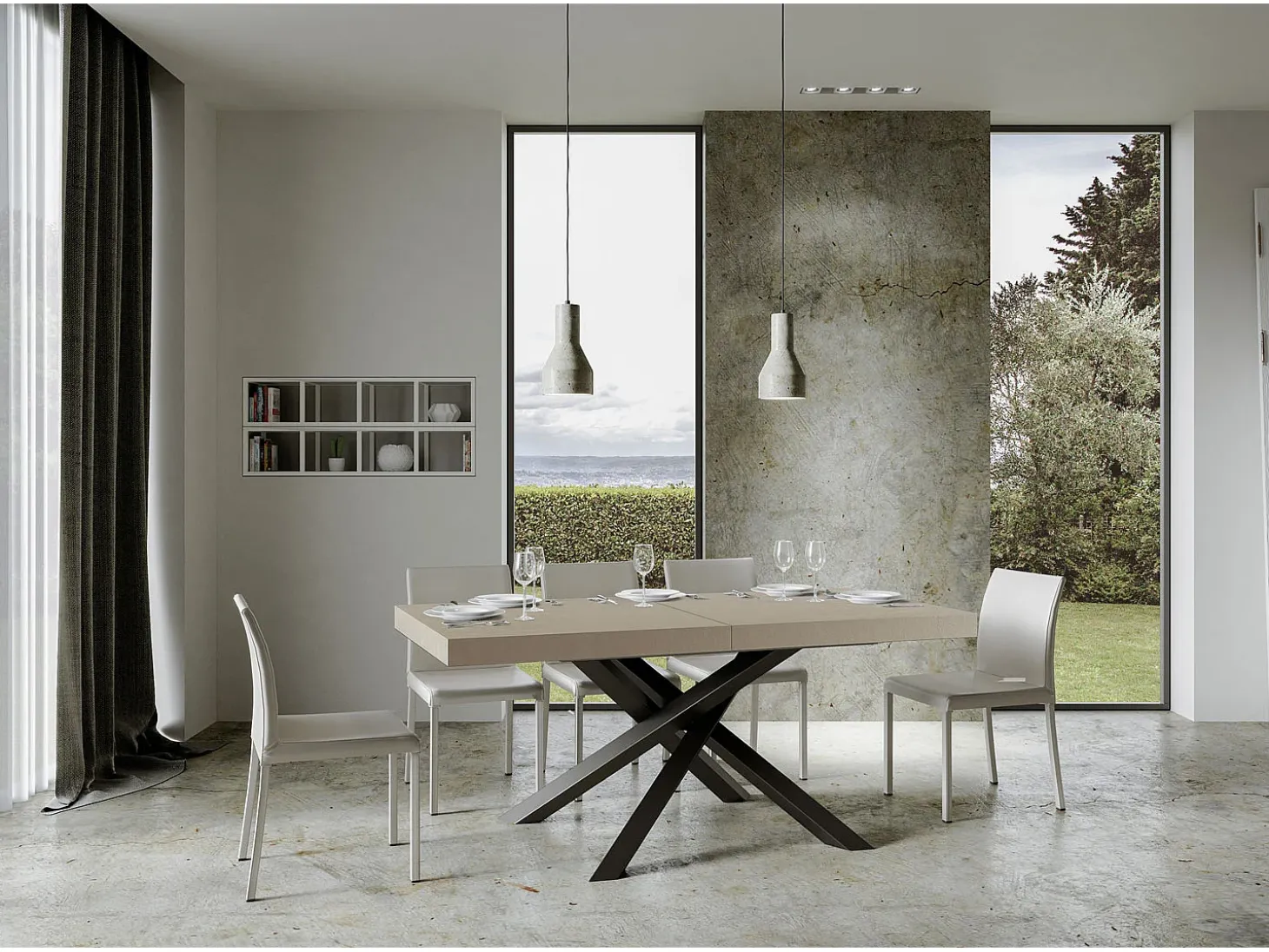 Mesa extensible 200/460x90 cm Volantis cachemira patas antracita