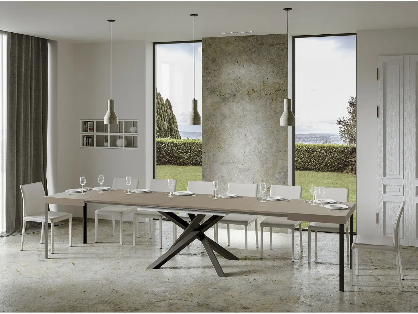 Mesa extensible 200/460x90 cm Volantis cachemira patas antracita