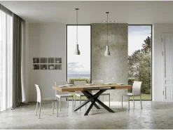 Mesa extensible 120/224x90 cm Volantis roble natural patas antracita