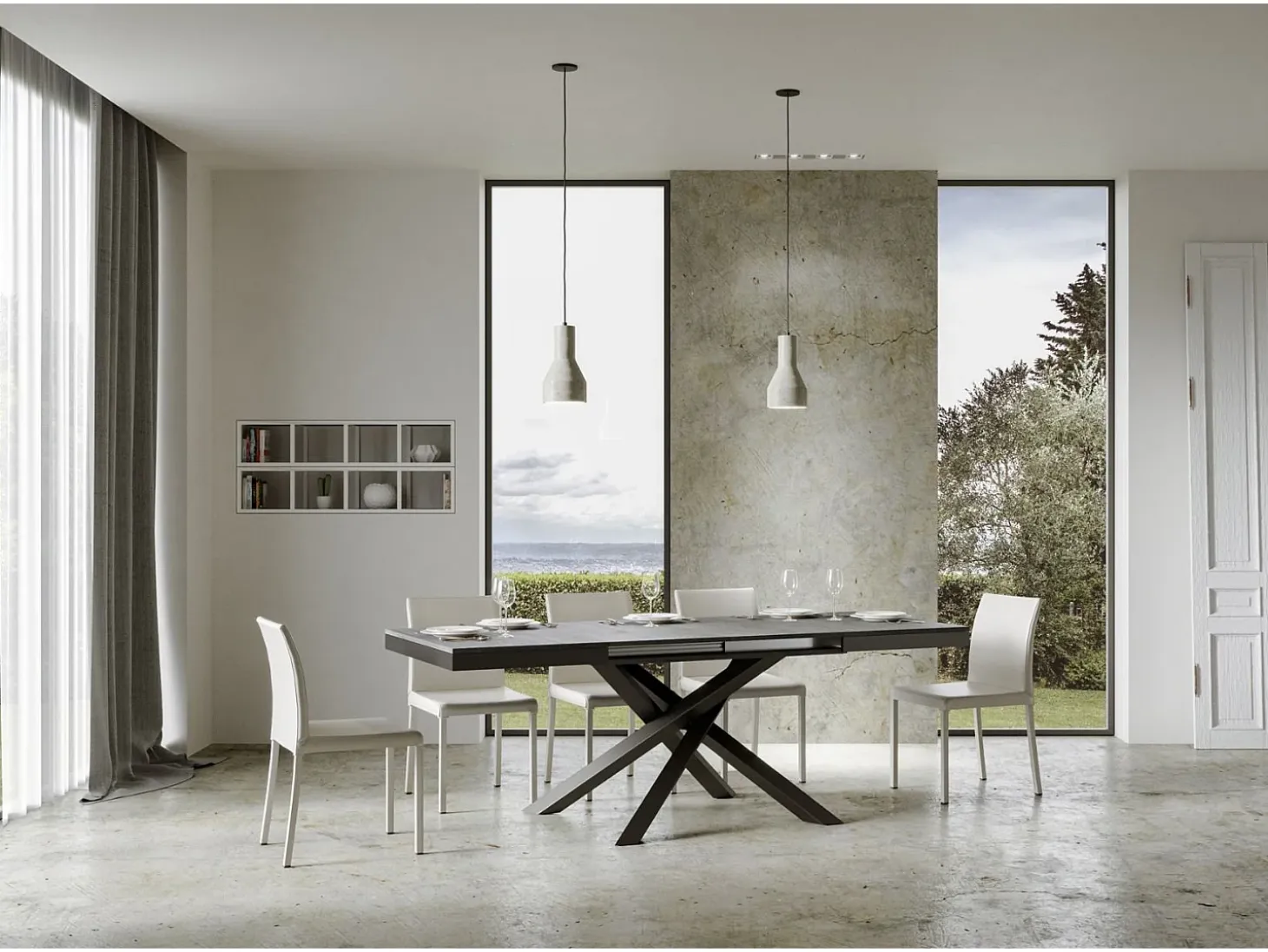 Mesa extensible 180/440x90 cm Volantis Evolution cemento estructura et patas antracita