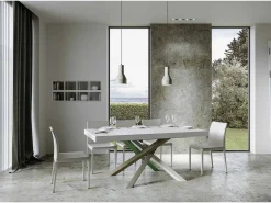 Mesa extensible 90x200/304 cm Volantis Premium Fresno Blanco estructura multicolor 4/A