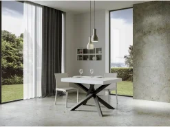 Mesa extensible 90x140/400 cm Volantis Premium Fresno Blanco estructura Antracita