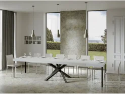 Mesa extensible 90x140/400 cm Volantis Premium Fresno Blanco estructura Antracita