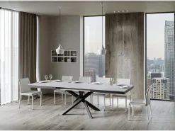 Mesa extensible 180/284x90 cm Volantis Evolution fresno blanco estructura et patas antracita