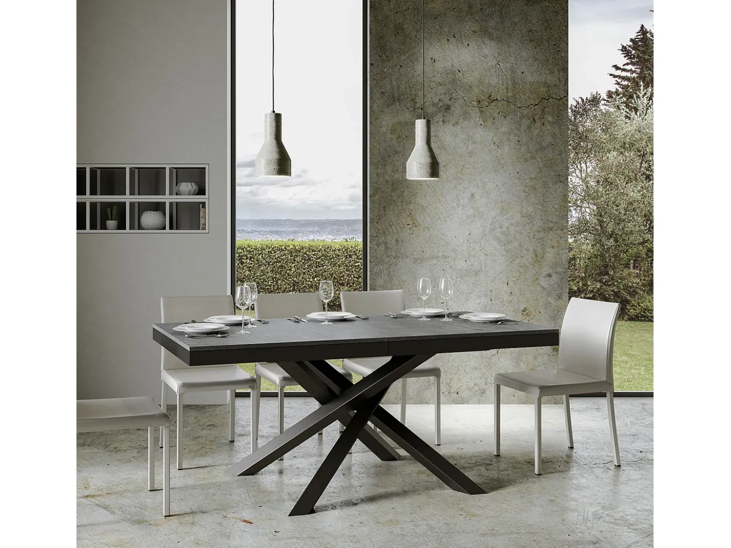 Mesa extensible 180/284x90 cm Volantis Evolution cemento estructura et patas antracita