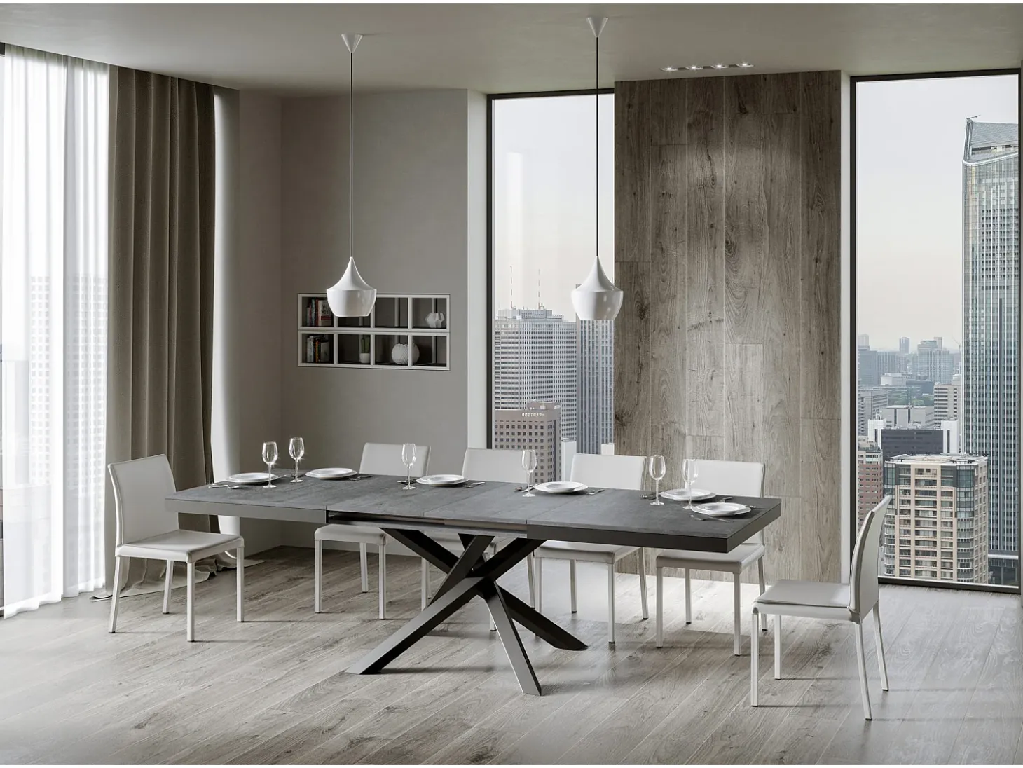 Mesa extensible 180/284x90 cm Volantis Evolution cemento estructura et patas antracita