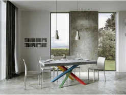Mesa extensible 90x200/460 cm Volantis Premium Cemento estructura multicolor 4/B