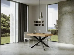 Mesa extensible 140/244x90 cm Volantis Premium roble natural patas antracita
