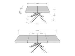 Mesa extensible 140/244x90 cm Volantis Premium roble natural patas antracita